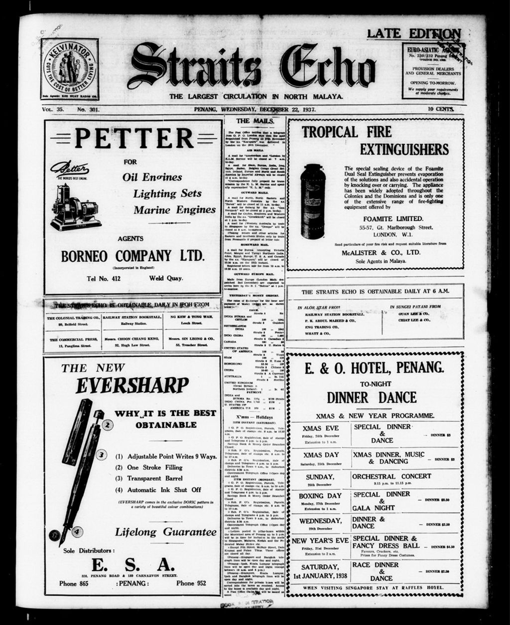 Miniature of Straits Echo 22 December 1937