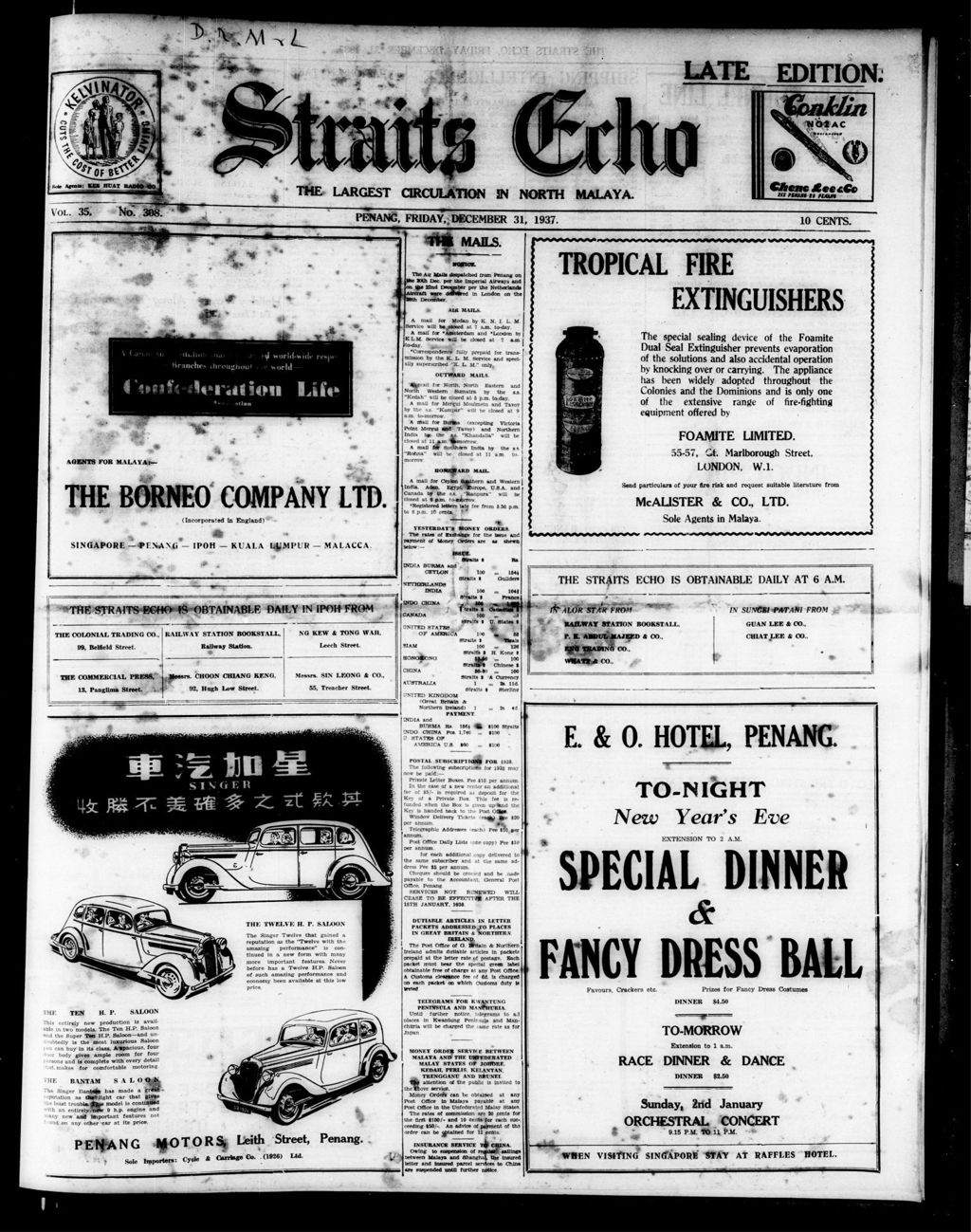 Miniature of Straits Echo 31 December 1937