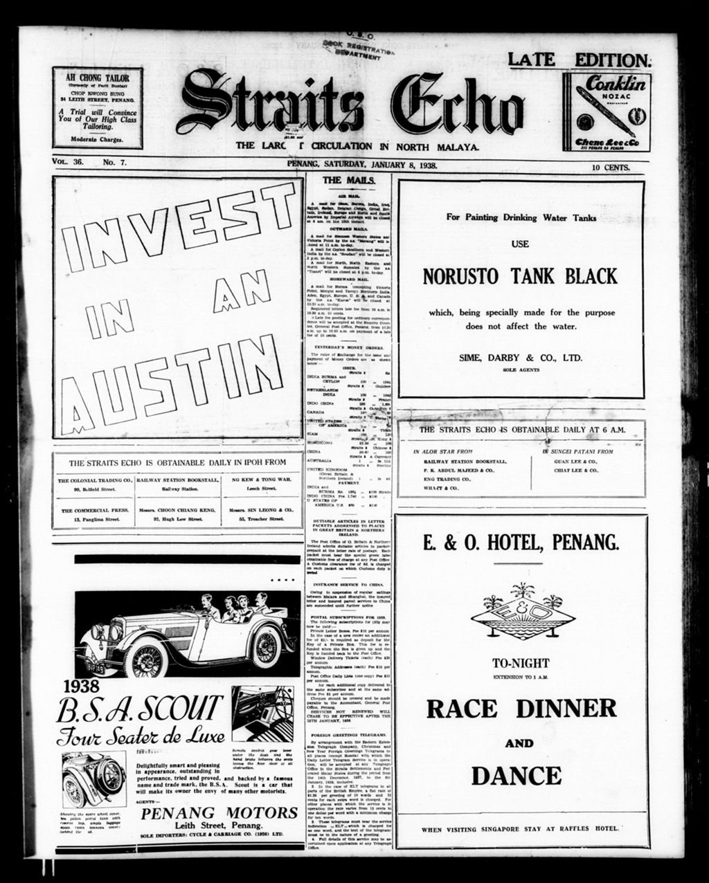 Miniature of Straits Echo 08 January 1938