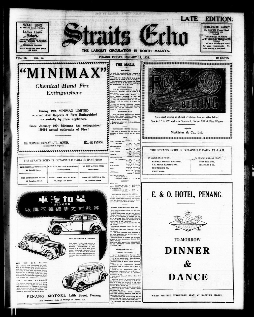 Miniature of Straits Echo 14 January 1938