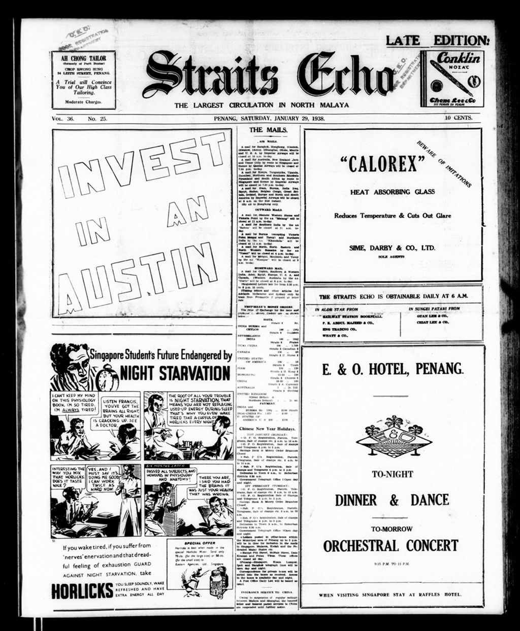 Miniature of Straits Echo 29 January 1938