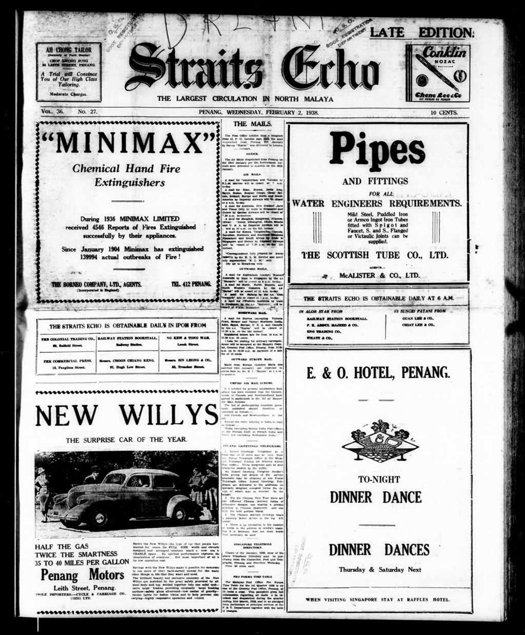 Miniature of Straits Echo 02 February 1938