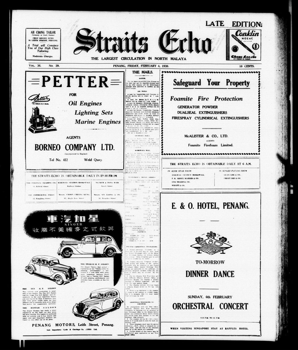 Miniature of Straits Echo 04 February 1938