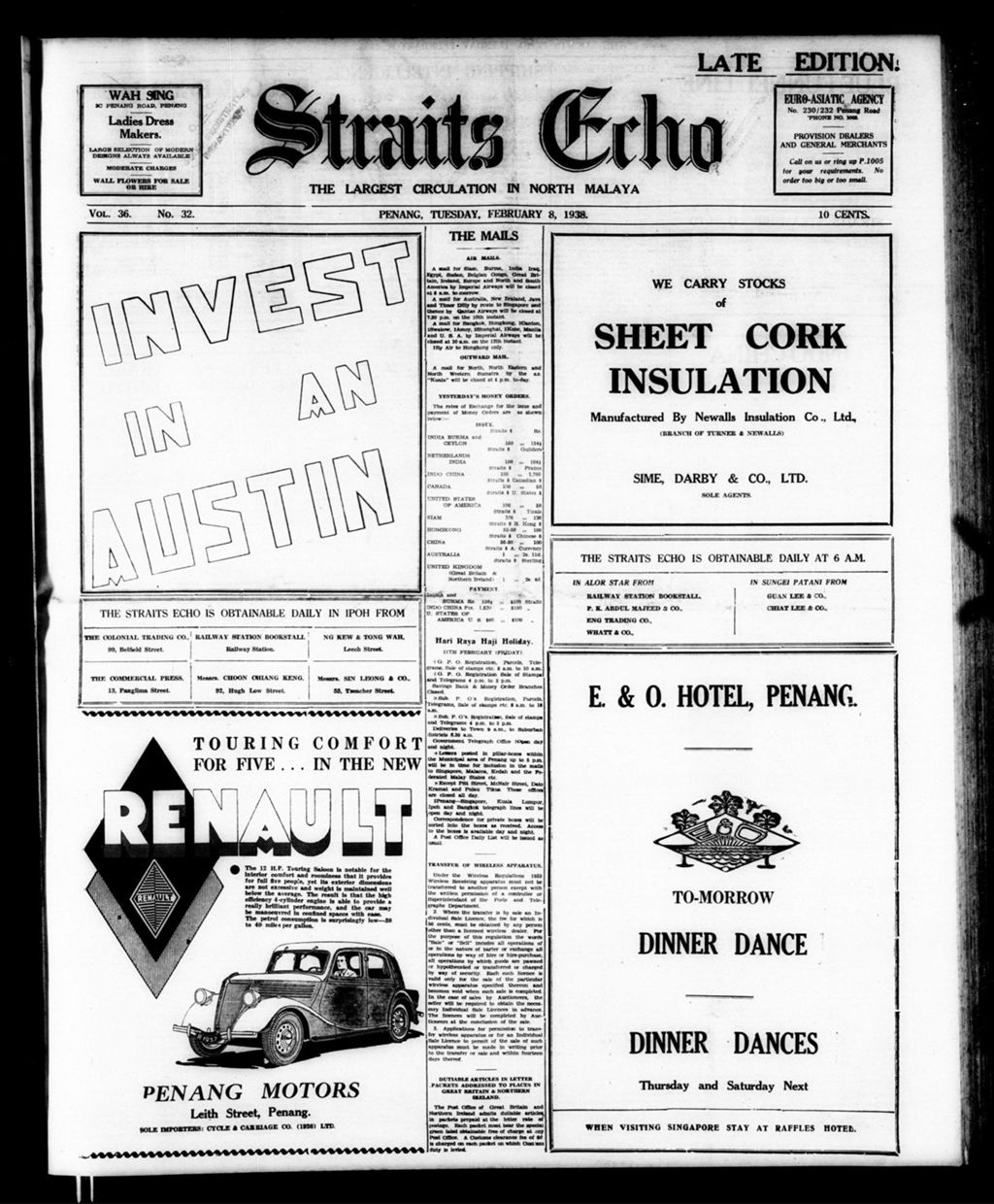 Miniature of Straits Echo 08 February 1938