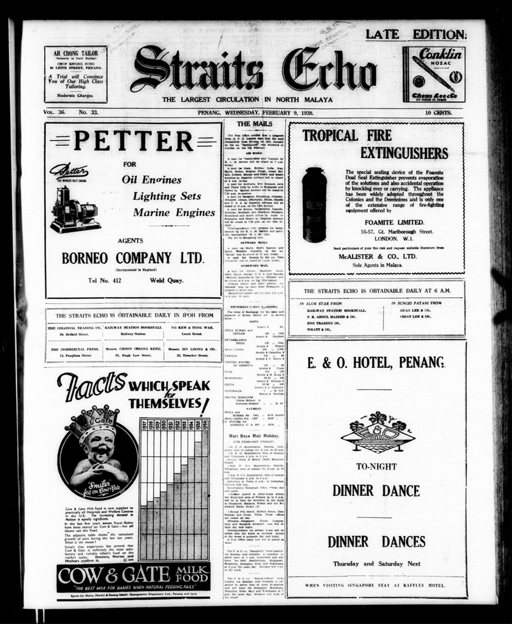 Miniature of Straits Echo 09 February 1938