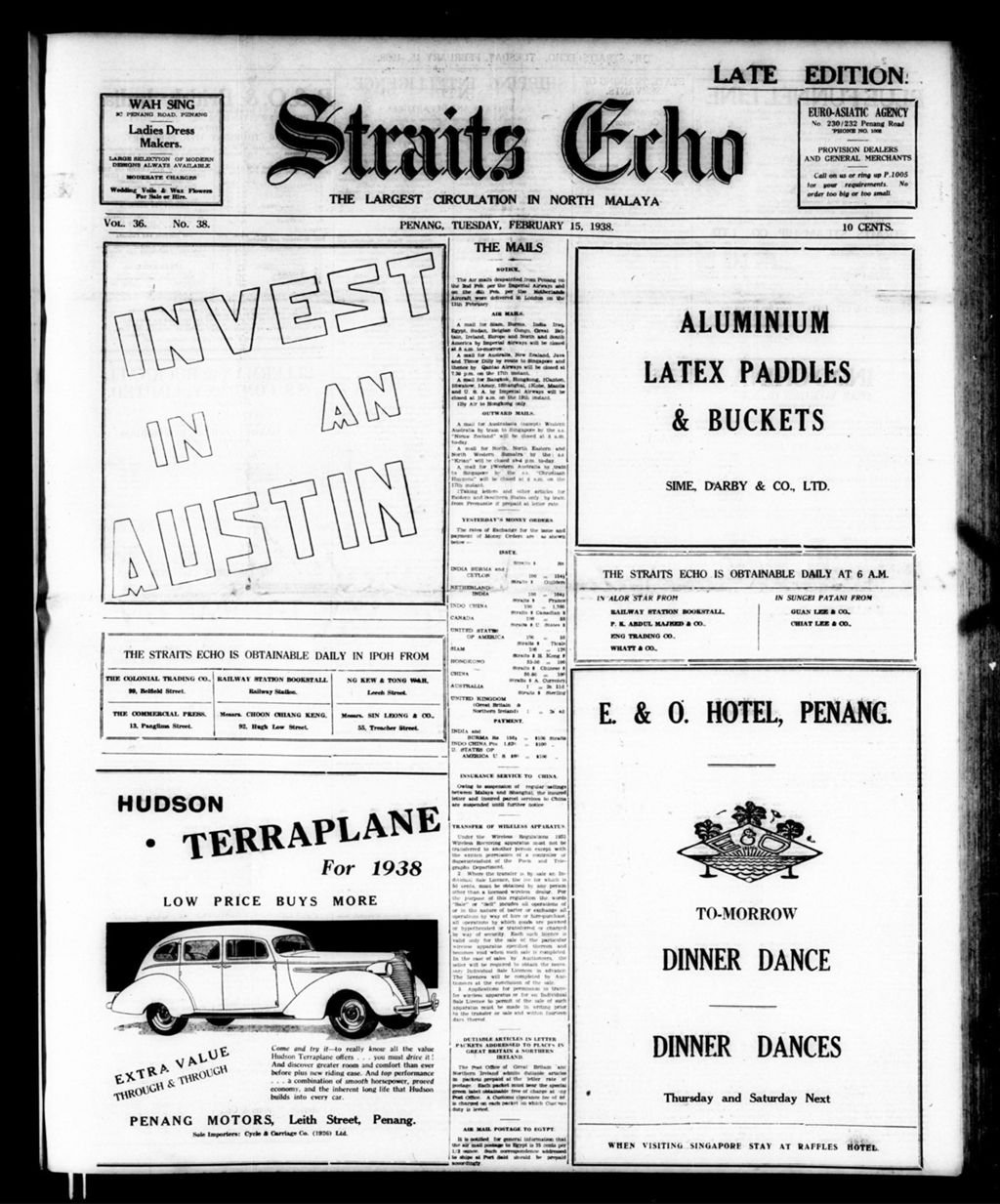 Miniature of Straits Echo 15 February 1938