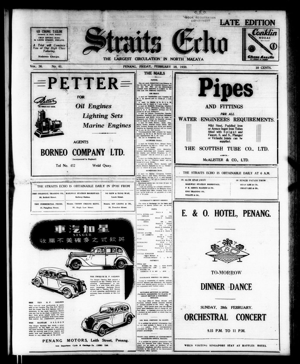 Miniature of Straits Echo 18 February 1938