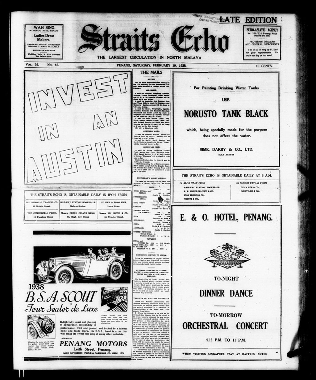 Miniature of Straits Echo 19 February 1938