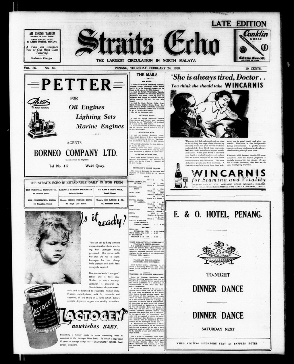 Miniature of Straits Echo 24 February 1938