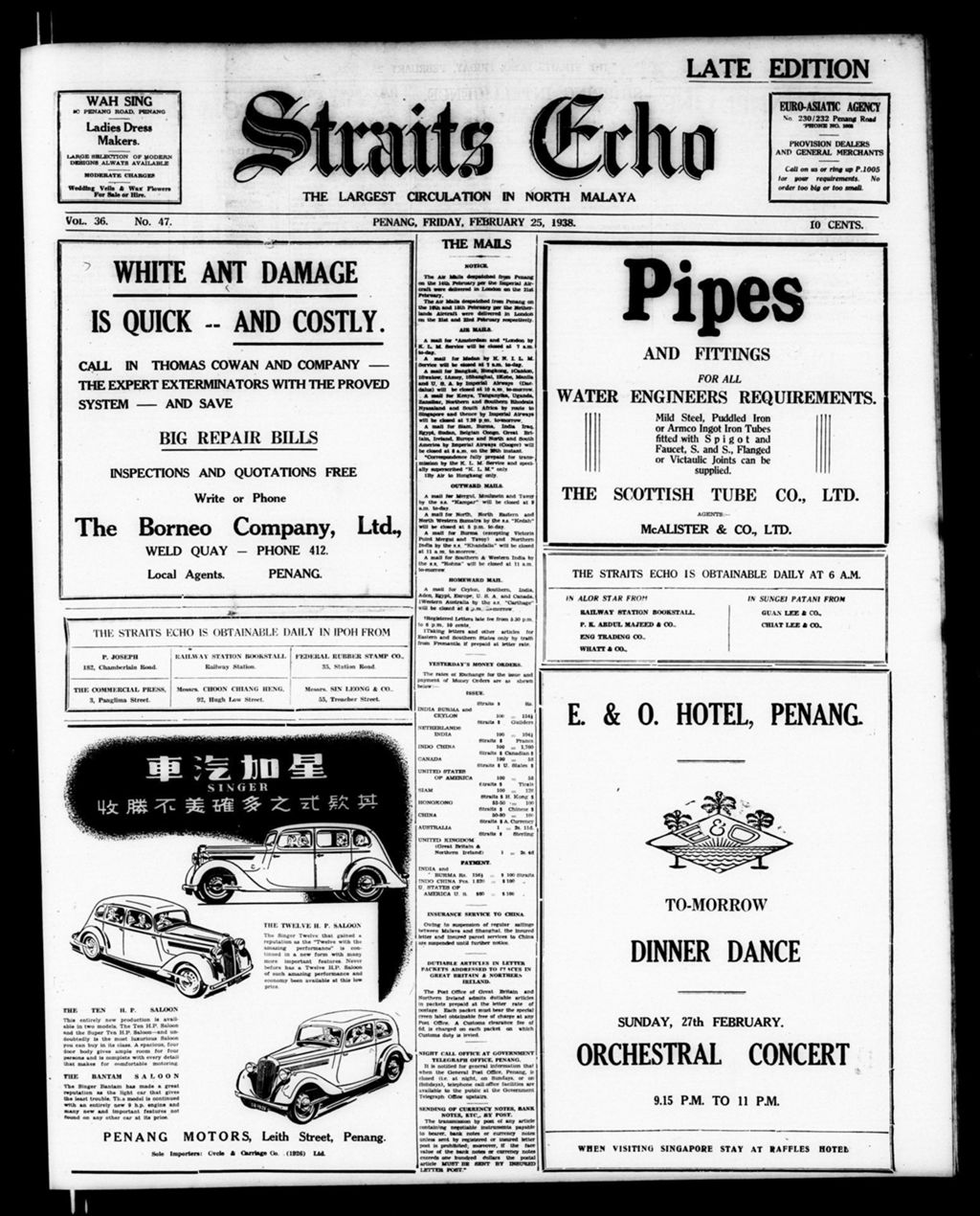 Miniature of Straits Echo 25 February 1938