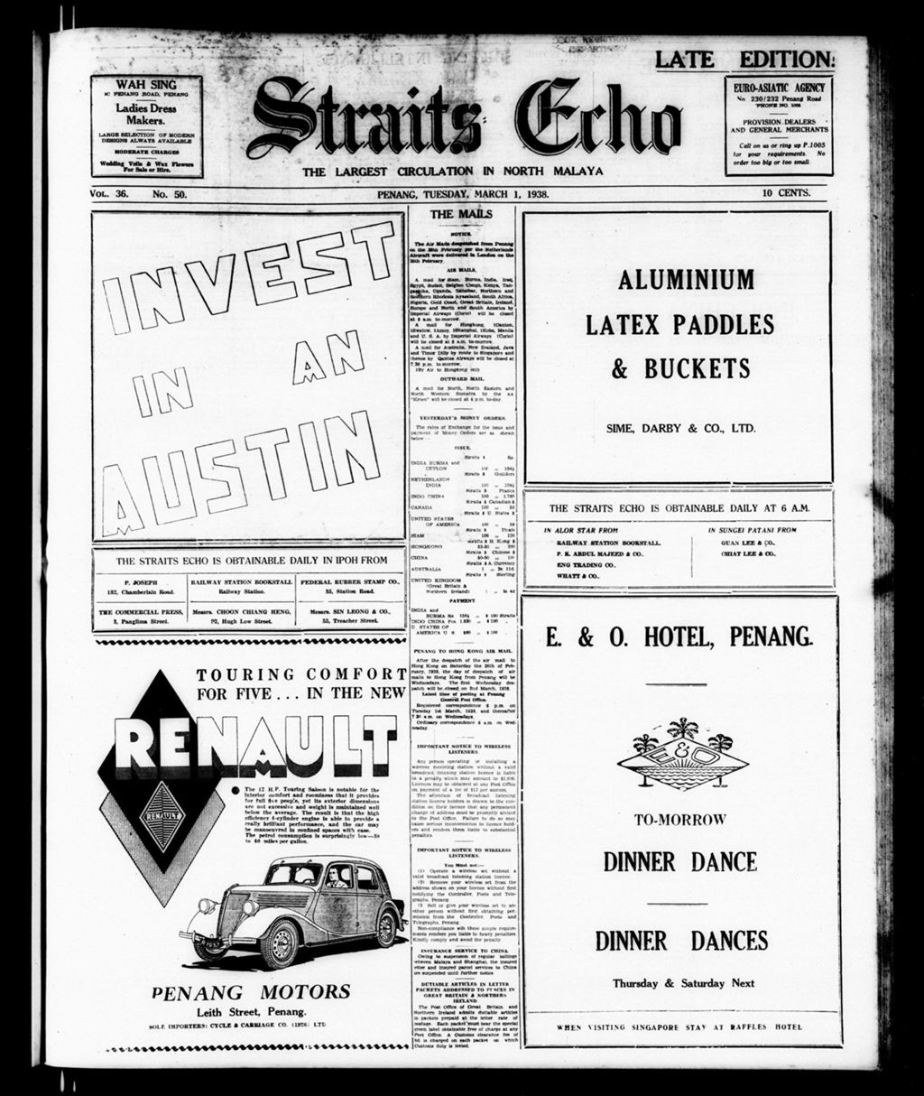 Miniature of Straits Echo 01 March 1938