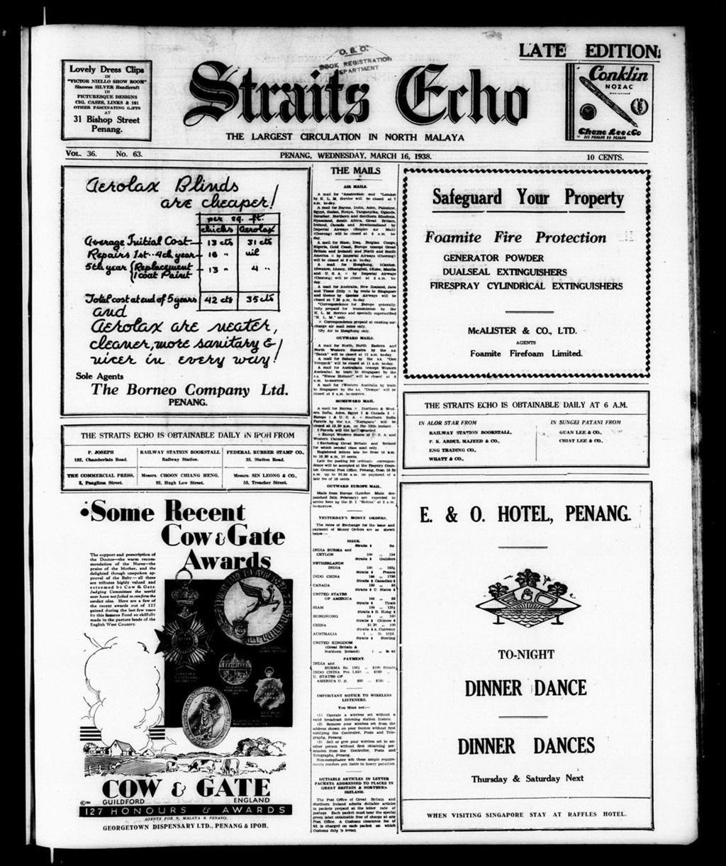 Miniature of Straits Echo 16 March 1938