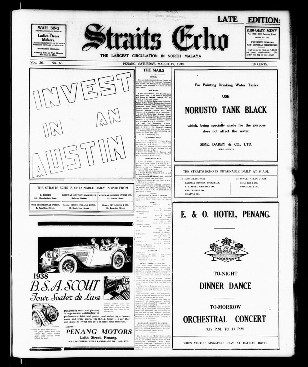 Miniature of Straits Echo 19 March 1938