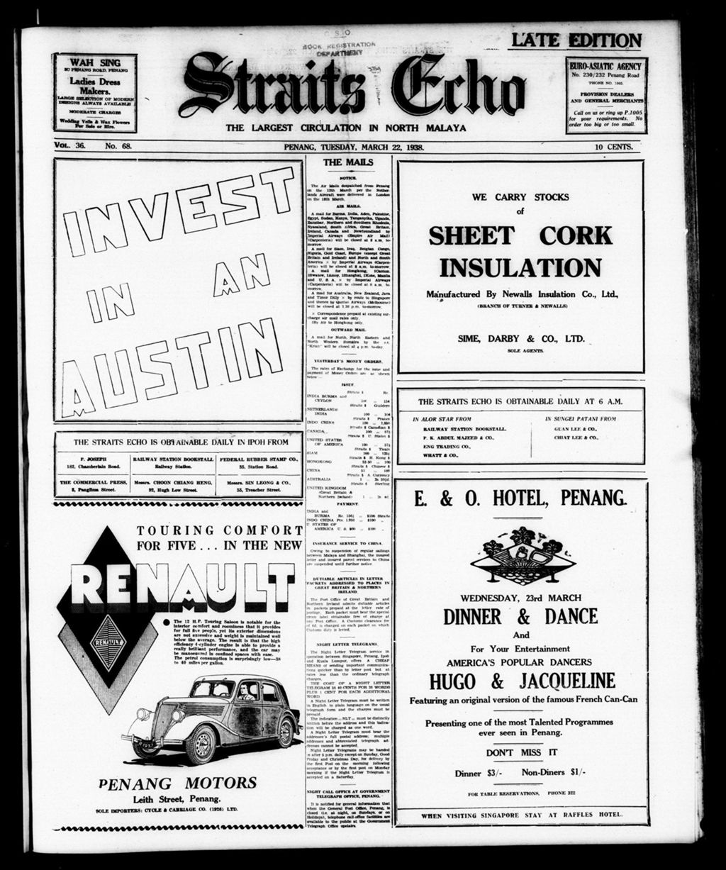 Miniature of Straits Echo 22 March 1938