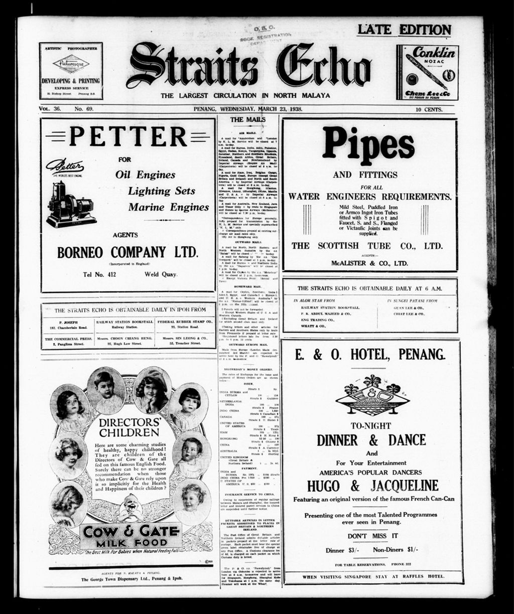 Miniature of Straits Echo 23 March 1938