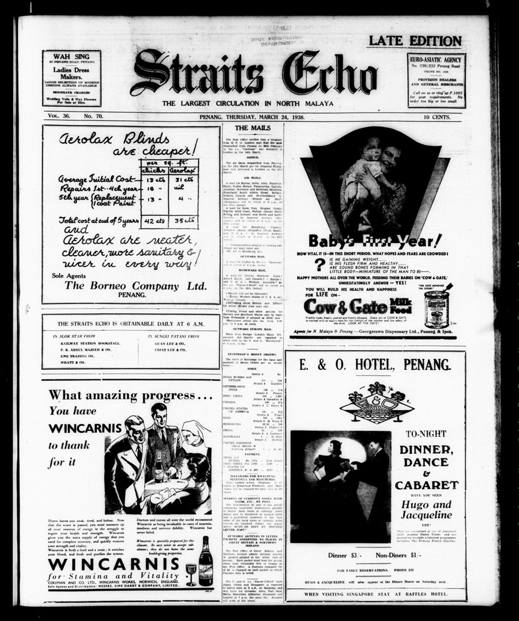 Miniature of Straits Echo 24 March 1938