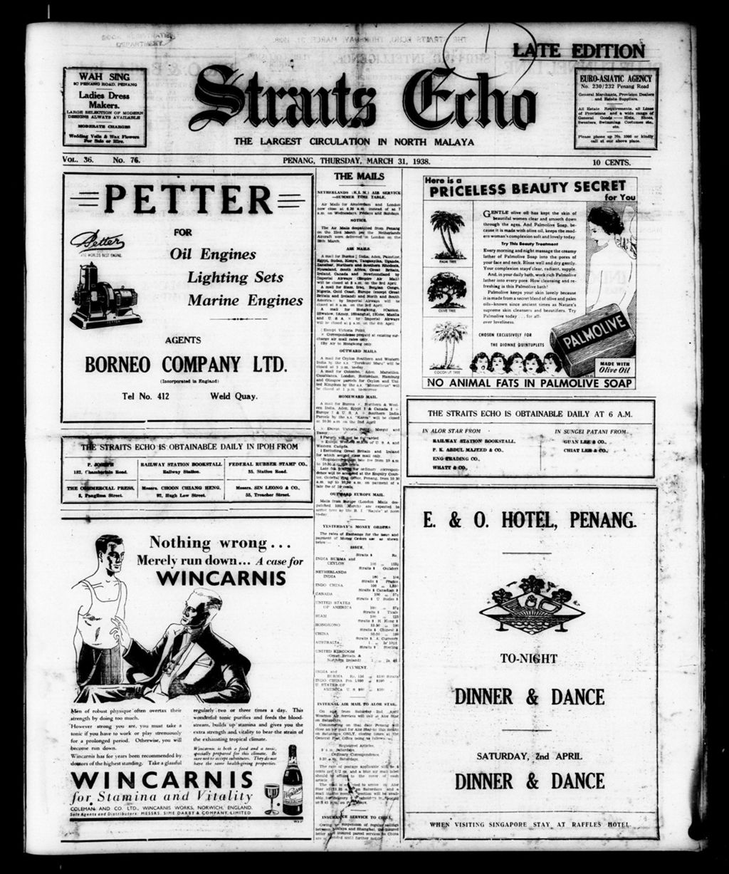 Miniature of Straits Echo 31 March 1938