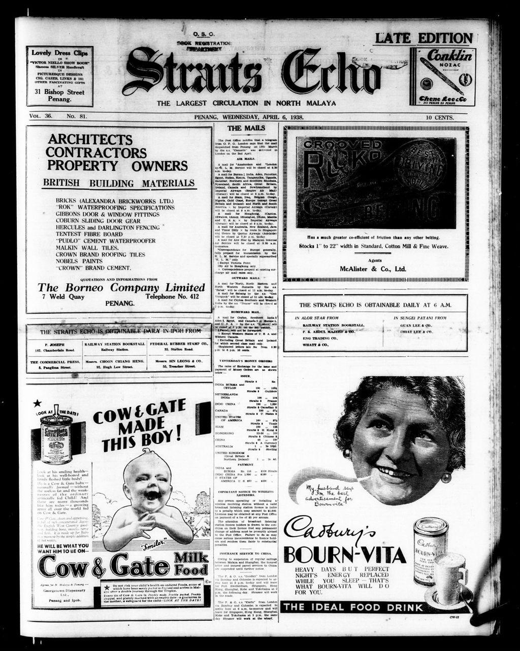 Miniature of Straits Echo 06 April 1938