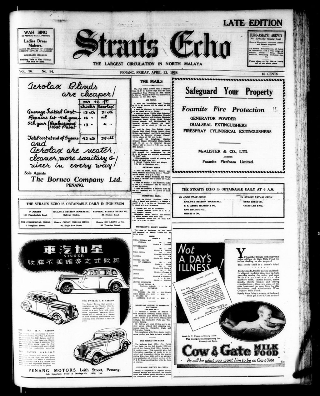 Miniature of Straits Echo 22 April 1938