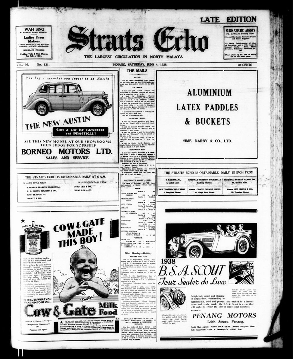 Miniature of Straits Echo 04 June 1938