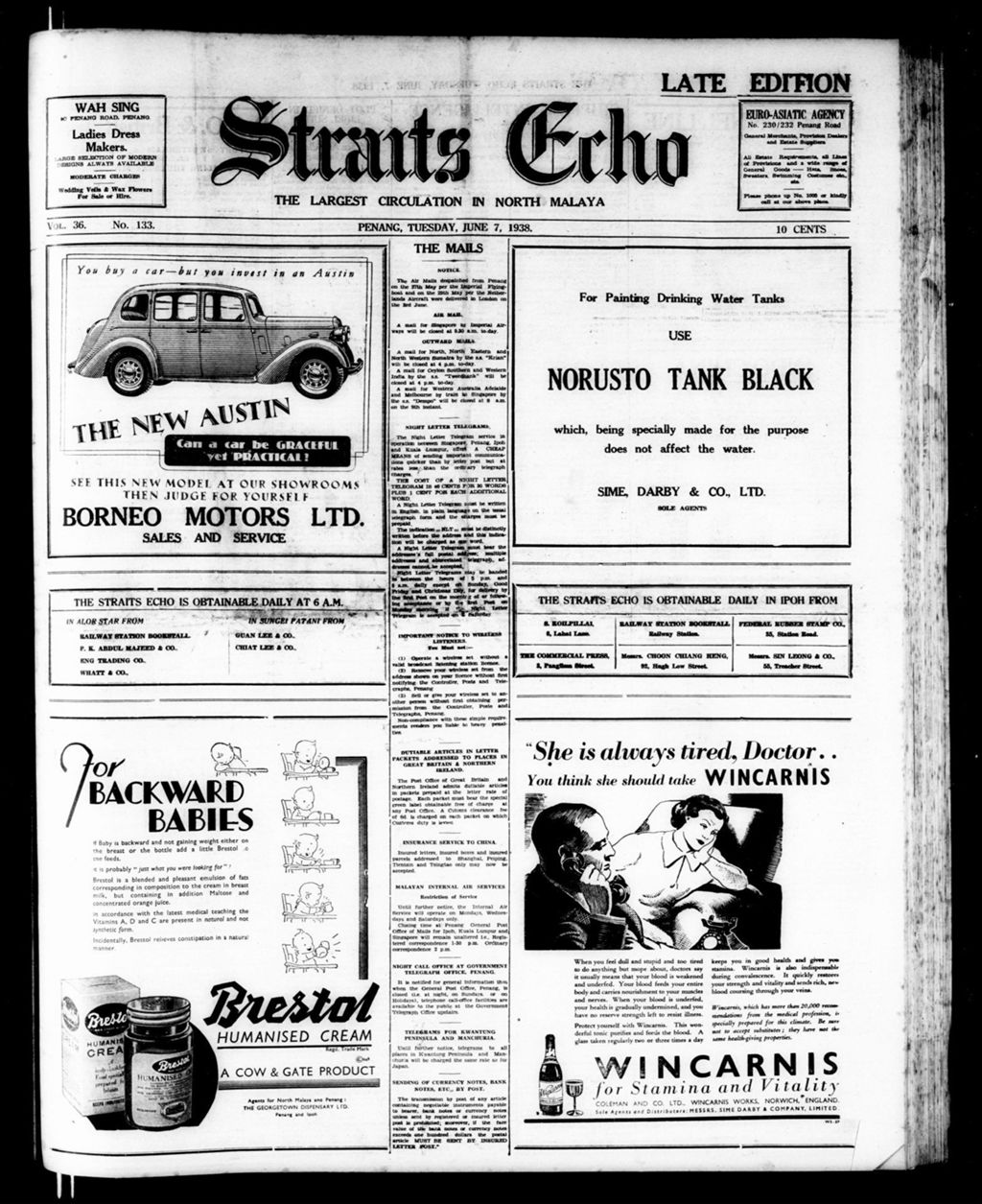 Miniature of Straits Echo 07 June 1938