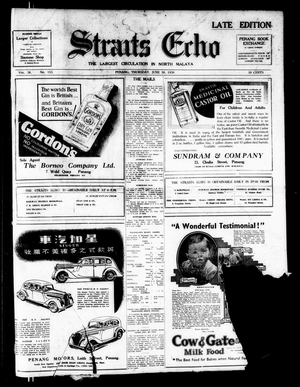 Miniature of Straits Echo 30 June 1938