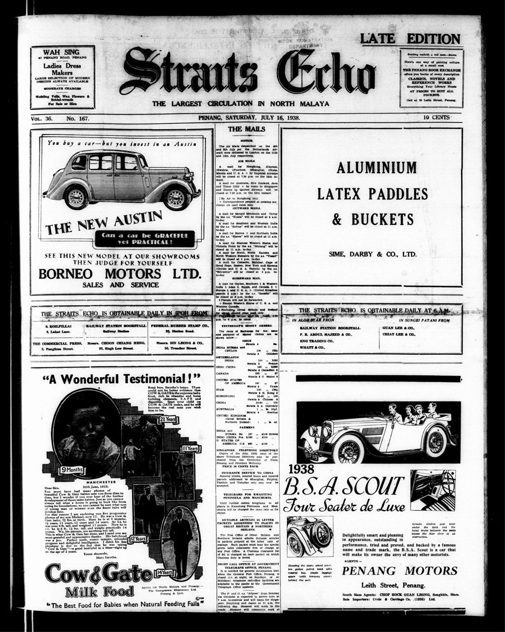 Miniature of Straits Echo 16 July 1938