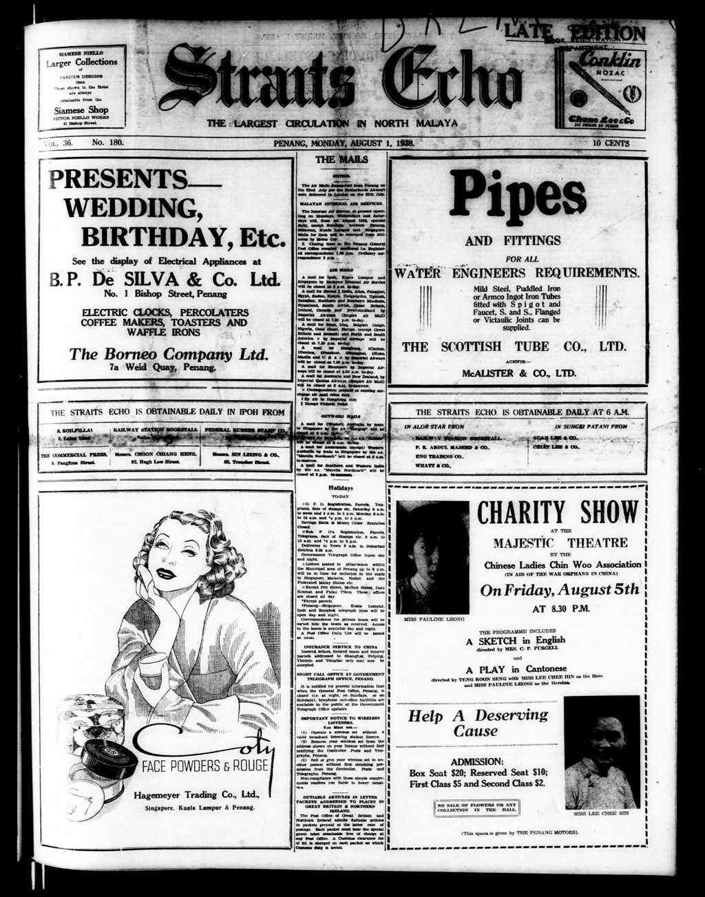 Miniature of Straits Echo 01 August 1938