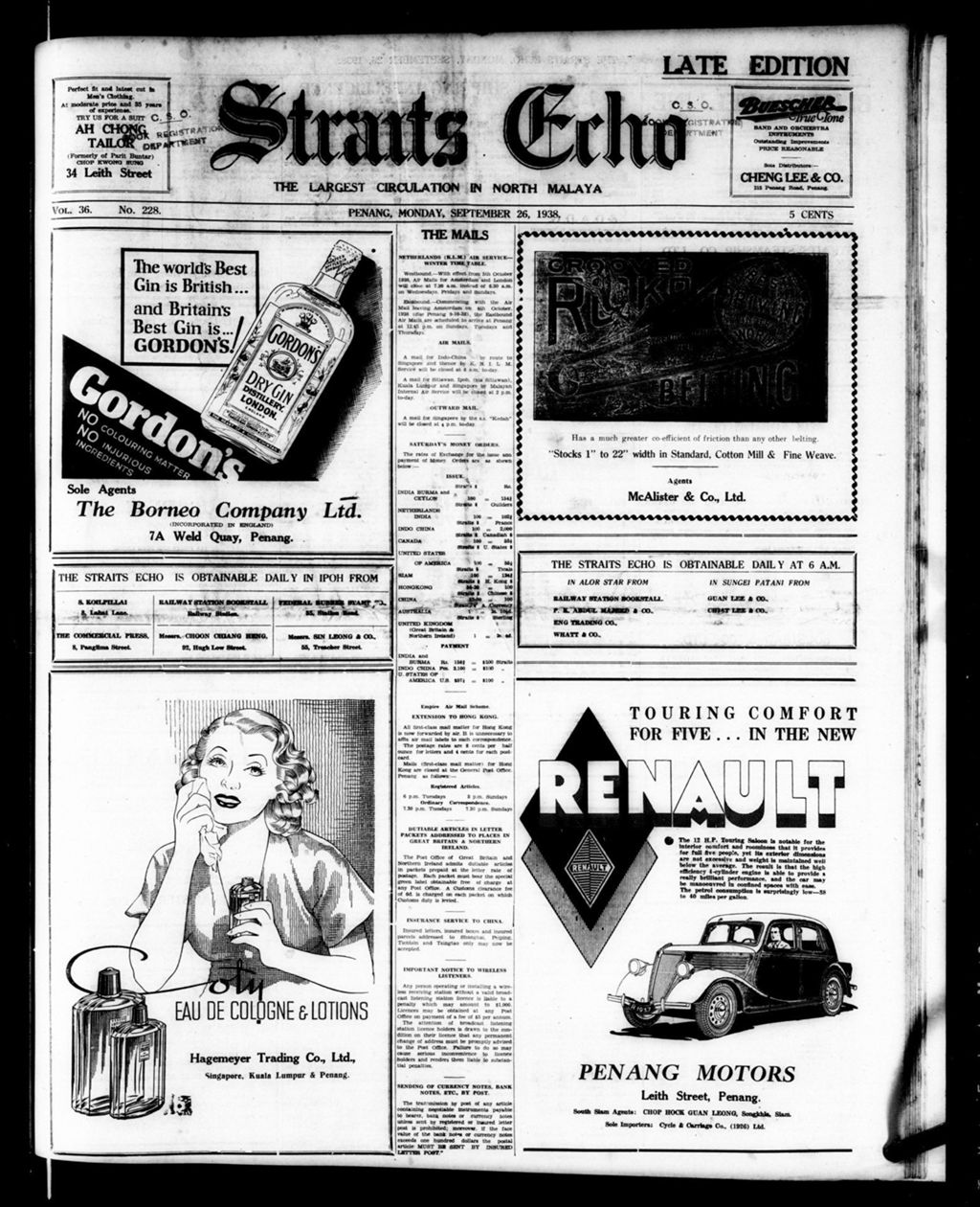 Miniature of Straits Echo 26 September 1938