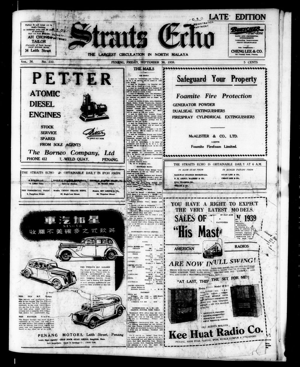 Miniature of Straits Echo 30 September 1938