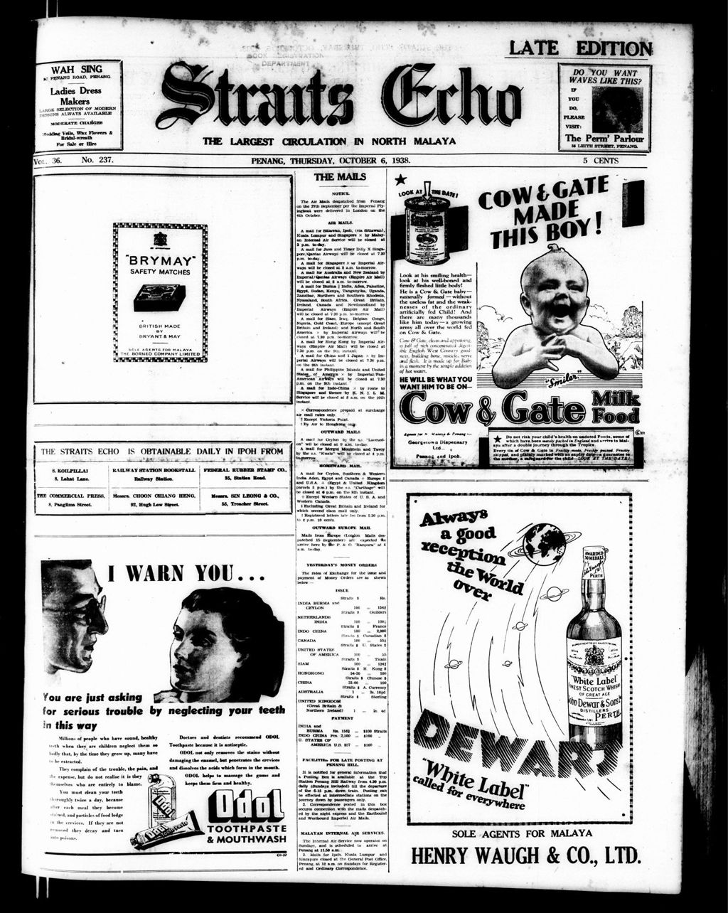 Miniature of Straits Echo 06 October 1938