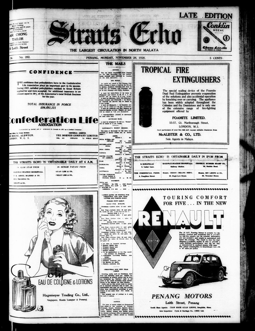 Miniature of Straits Echo 28 November 1938