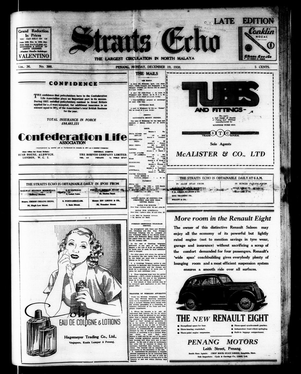 Miniature of Straits Echo 19 December 1938