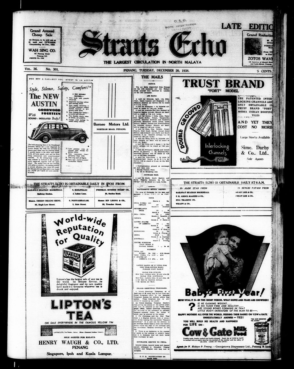 Miniature of Straits Echo 20 December 1938