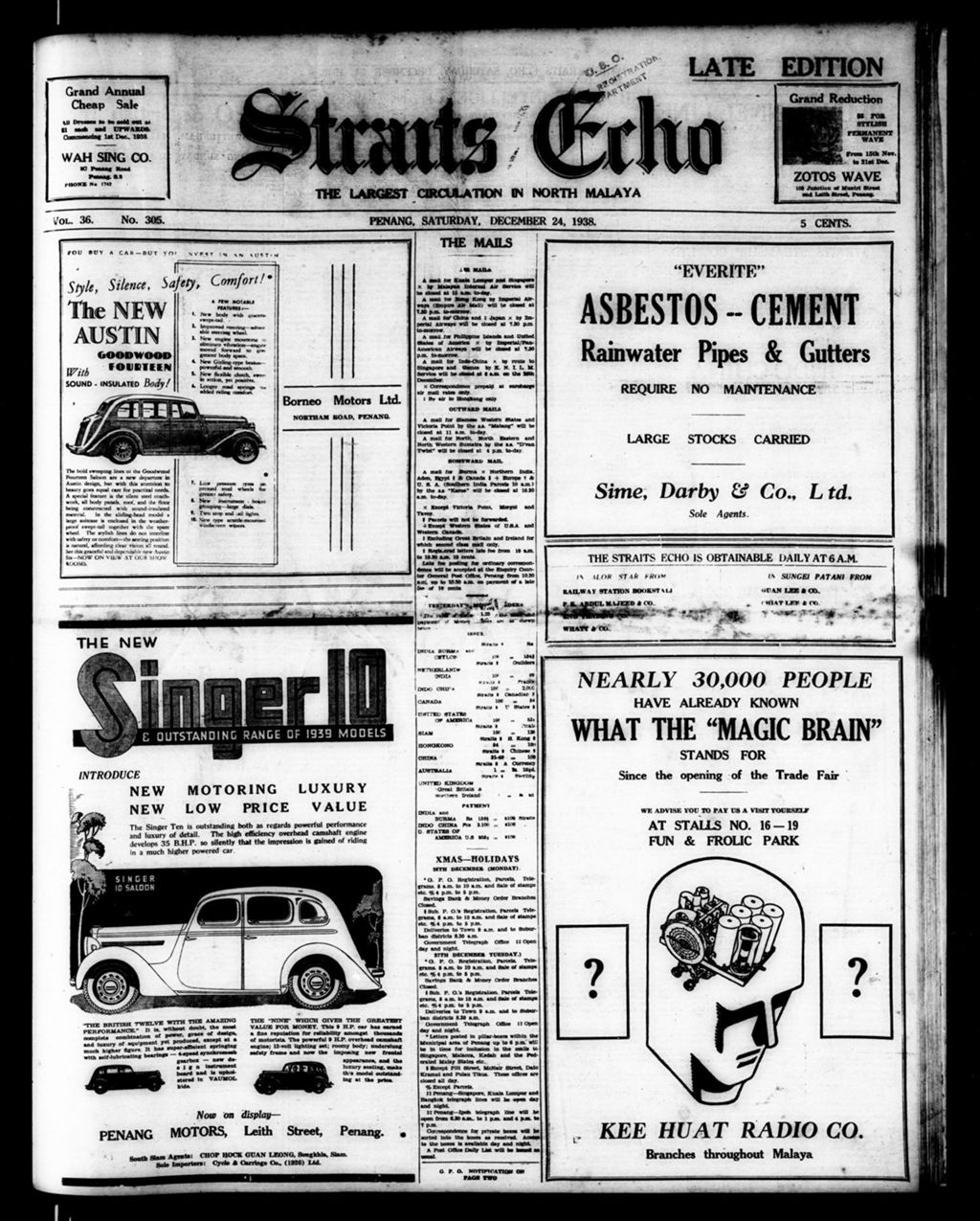 Miniature of Straits Echo 24 December 1938