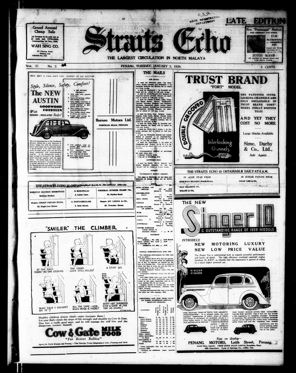 Miniature of Straits Echo 03 January 1939