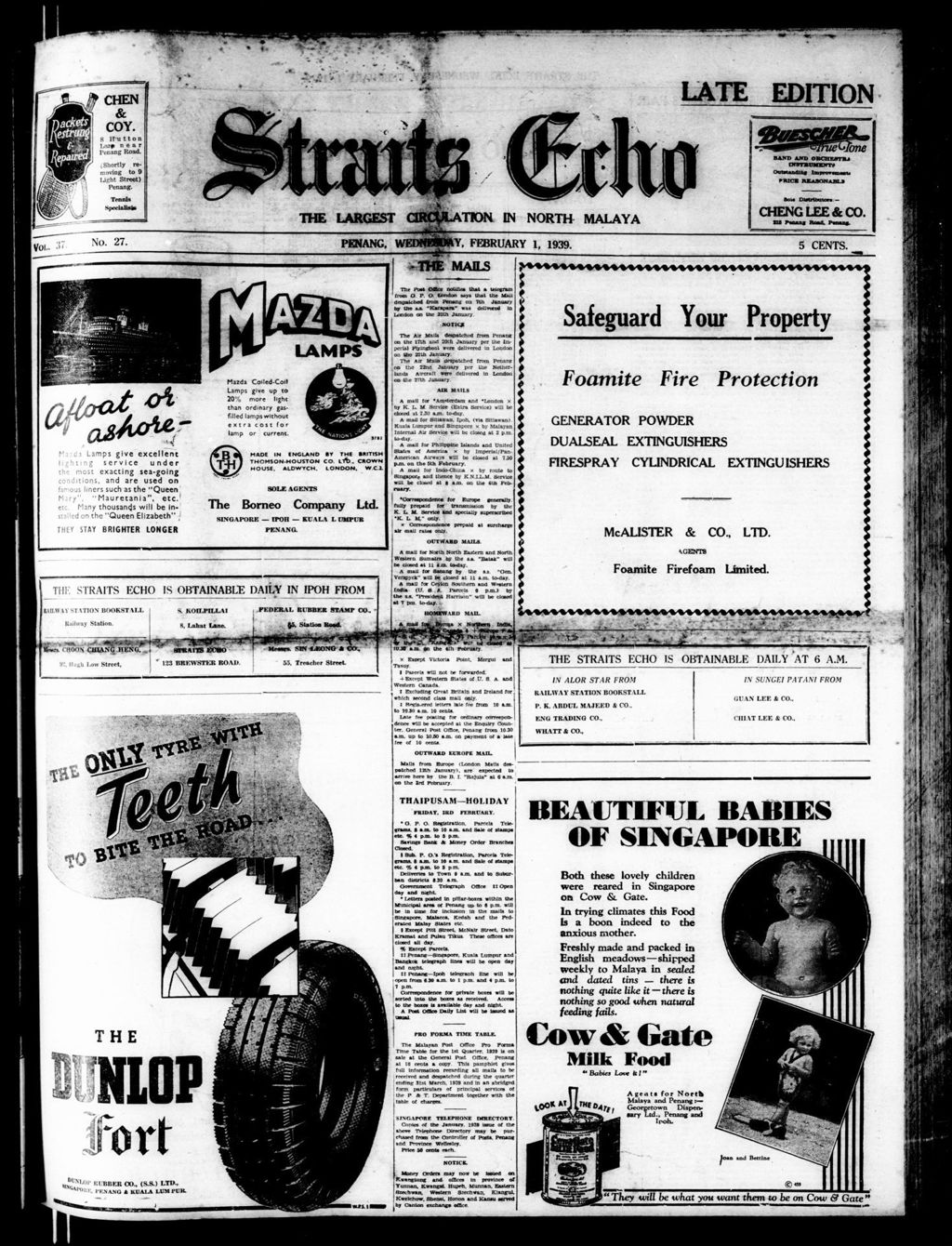 Miniature of Straits Echo 01 February 1939