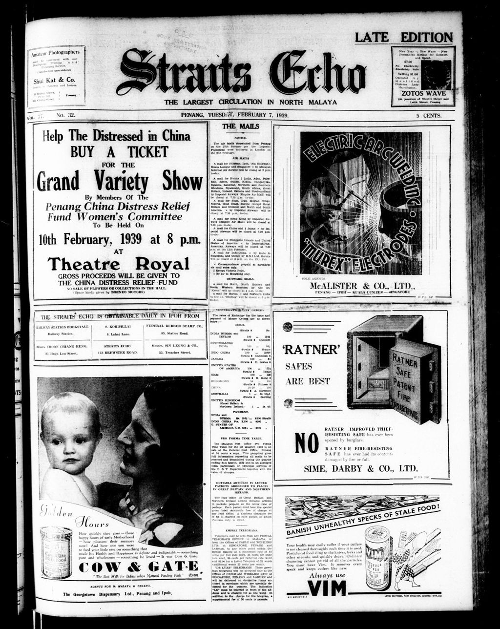 Miniature of Straits Echo 07 February 1939