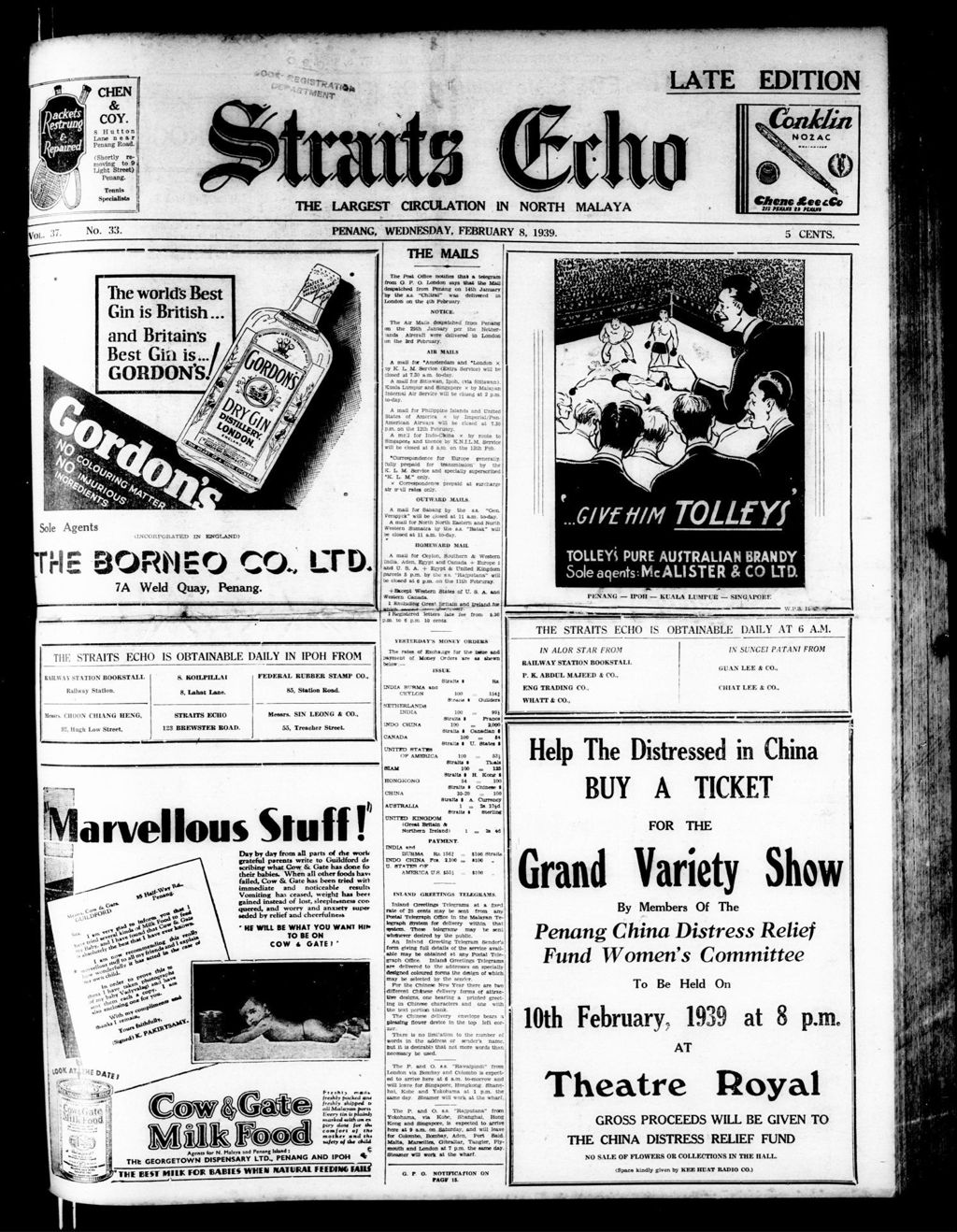 Miniature of Straits Echo 08 February 1939