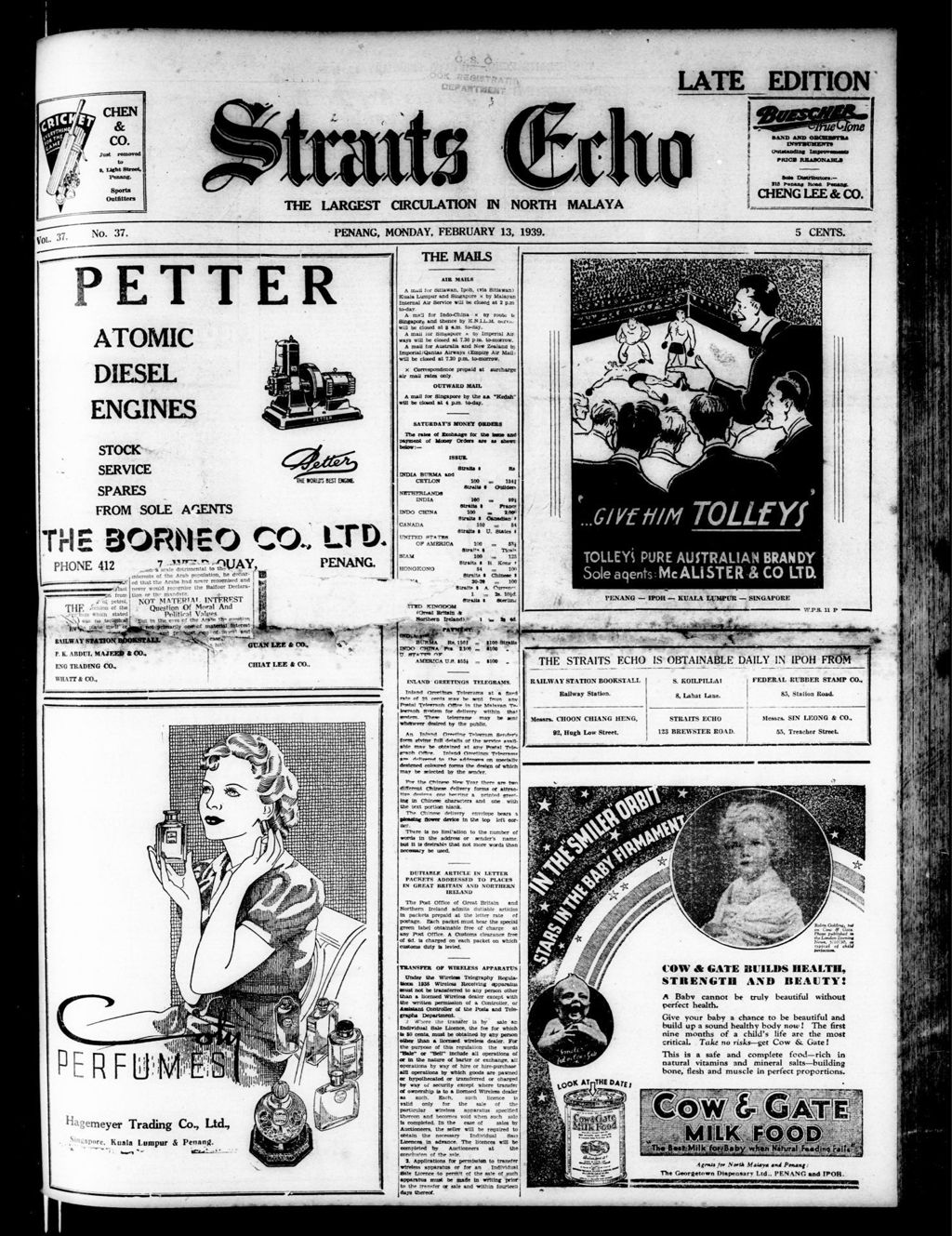 Miniature of Straits Echo 13 February 1939