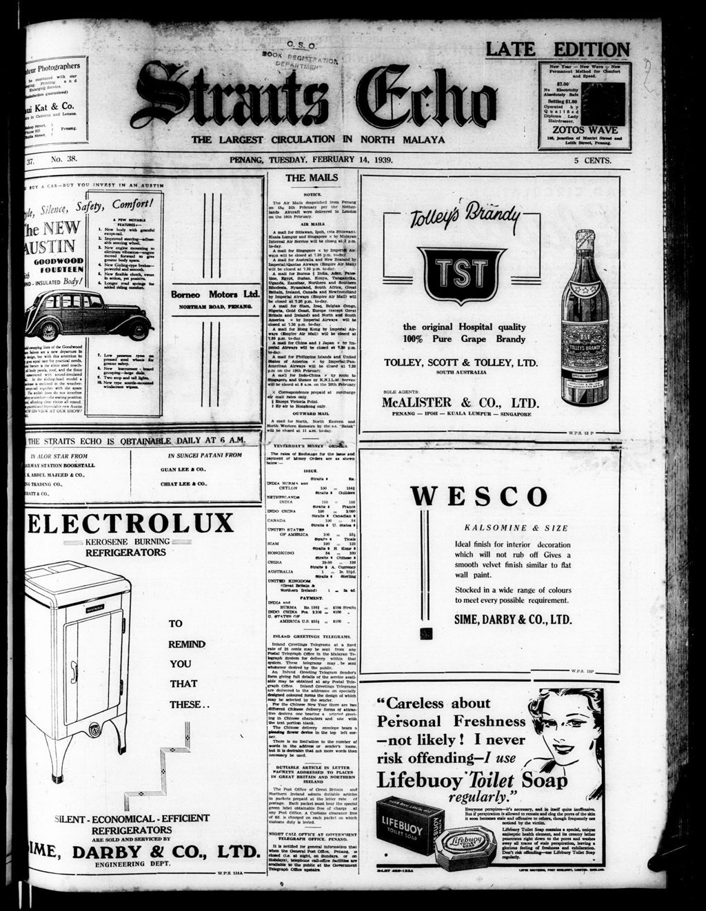 Miniature of Straits Echo 14 February 1939