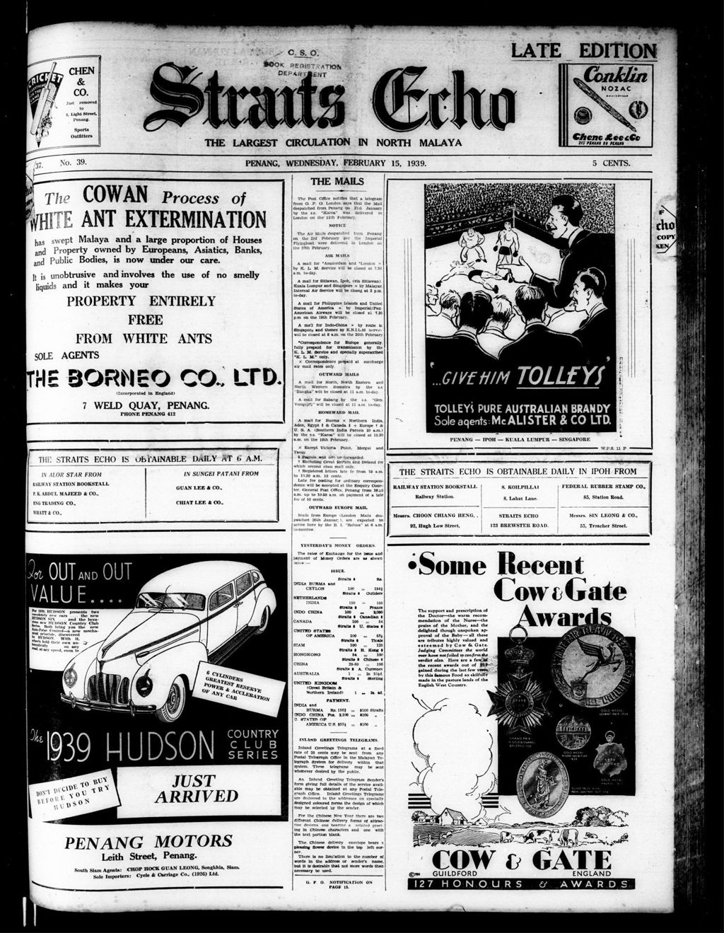 Miniature of Straits Echo 15 February 1939