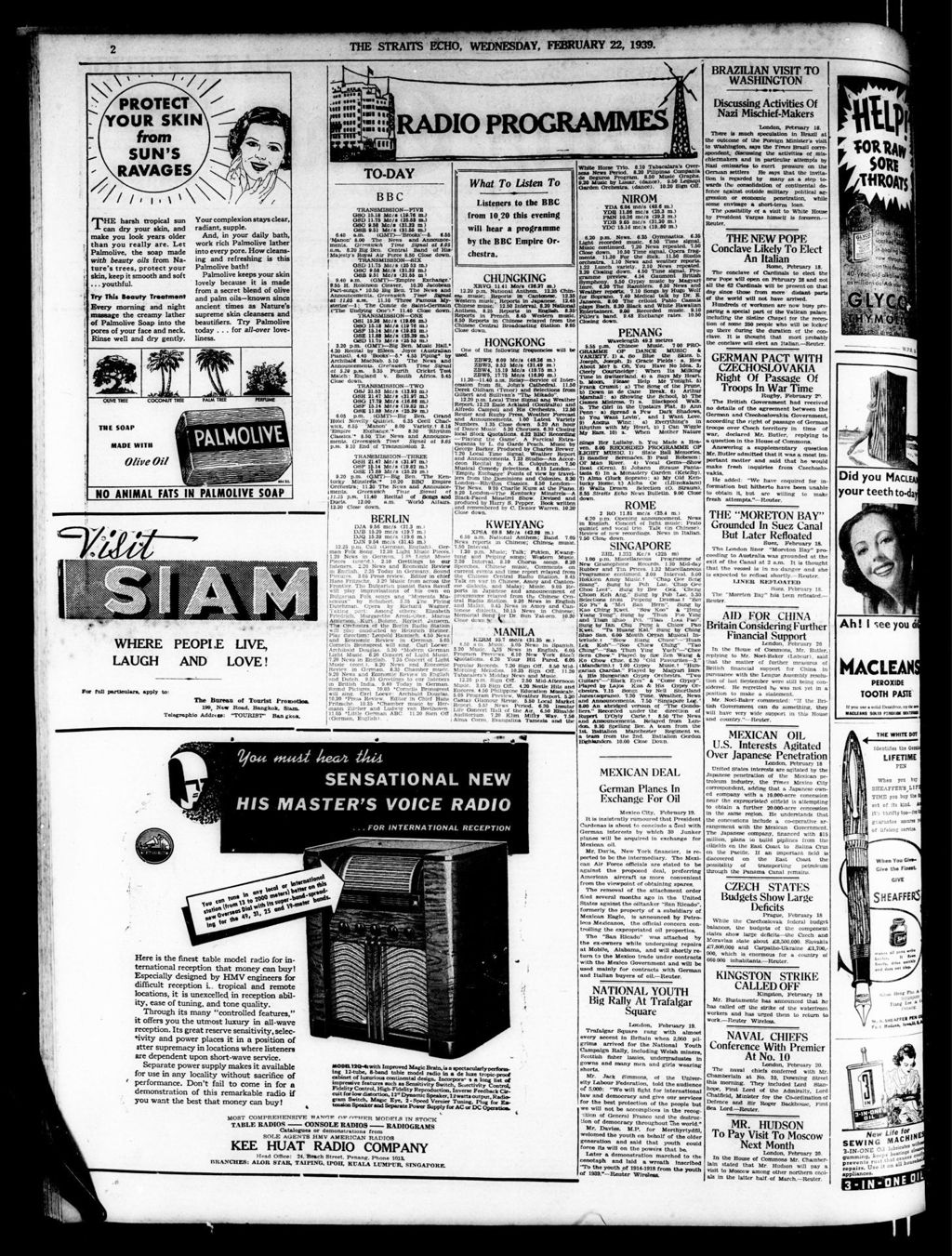 Miniature of Straits Echo 22 February 1939