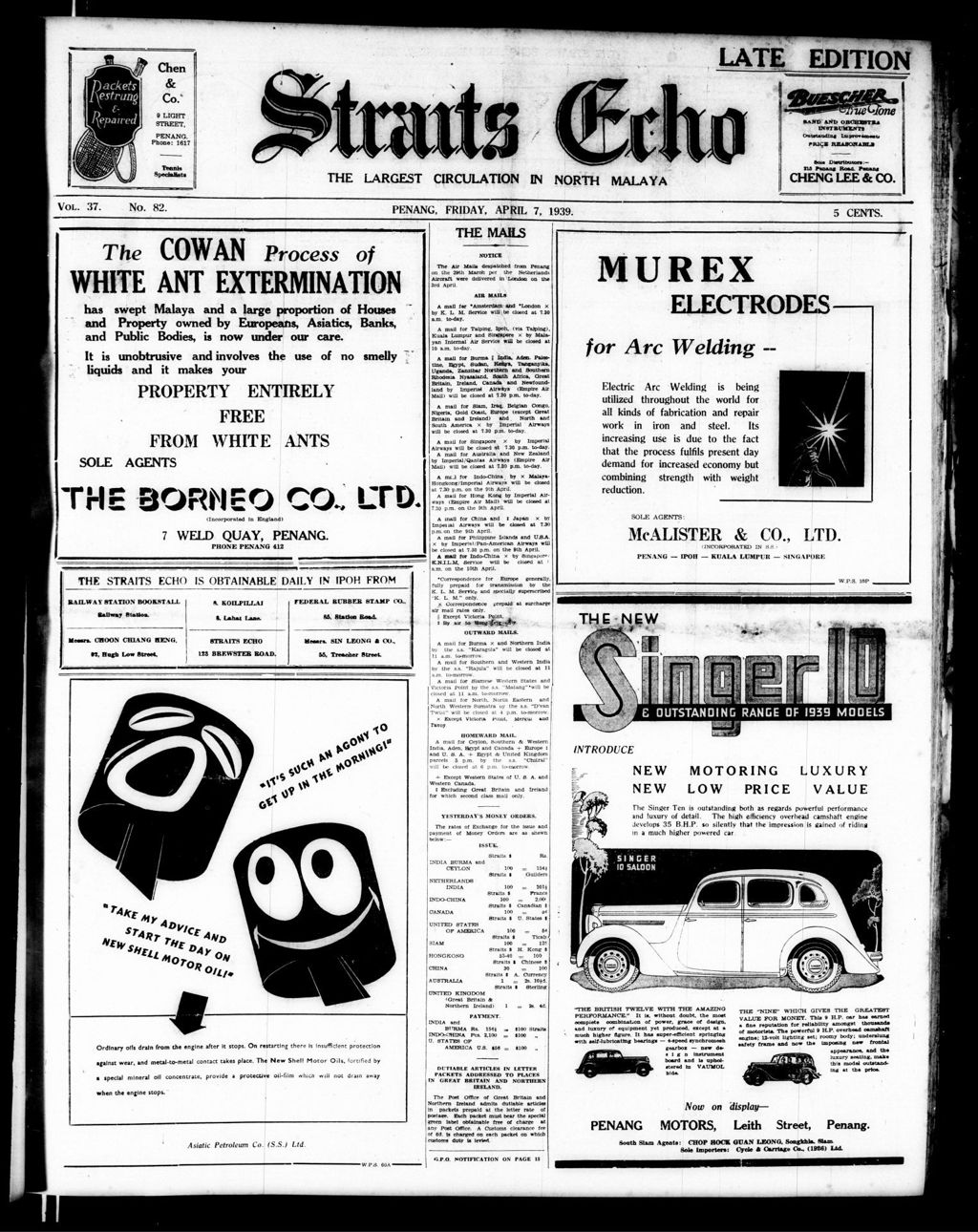 Miniature of Straits Echo 07 April 1939